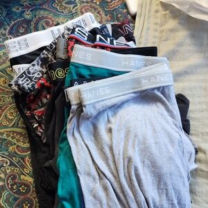 21 Hanes Men’s Boxer Briefs Pack - Light Gray, Teal, Black, Red Accent